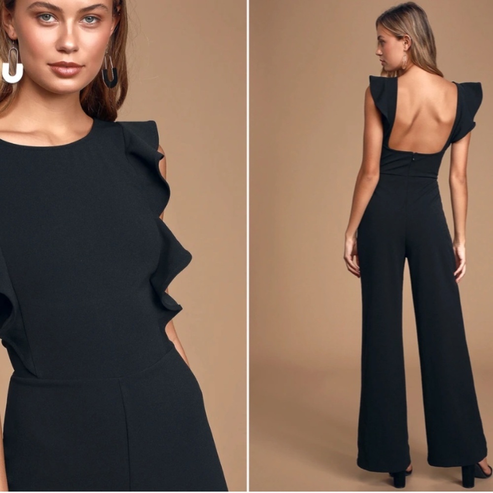 LULU's Sexy Chic Elegant Wedding Sophisitcated Sleek Stretchy Jumpsuit Pantsuit - Picture 4 of 5